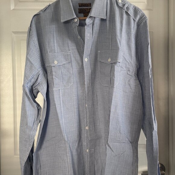 Blue by Pronto Uomo L/X Button-down Shirt w/ Blue Double Grid Checks, XL - Picture 2 of 4